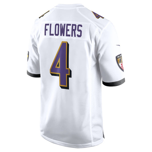 B.Ravens #4 Zay Flowers White Alternate Game Jersey