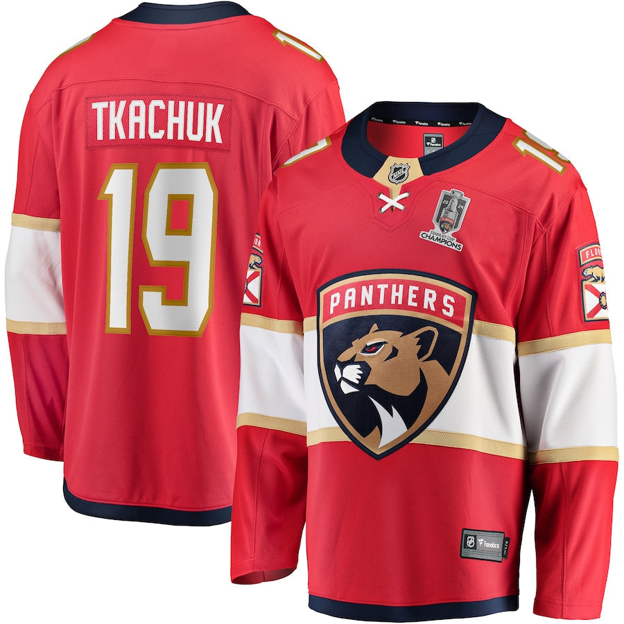 Matthew Tkachuk Florida Panthers   Home 2024 Stanley Cup Champions Breakaway  Jersey  Red