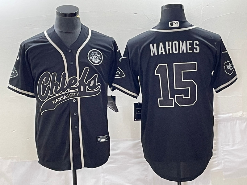 Men's Kansas City Chiefs Patrick Mahomes Black Authentic Game Jersey Joint Edition
