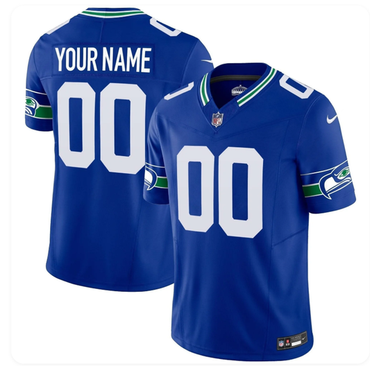 Seahawks Throwback & Gold Vapor Limited Custom Jersey - All Stitched