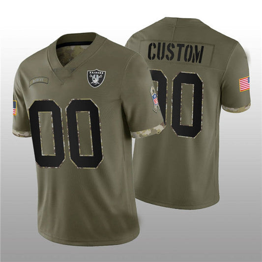 Custom1 Las Vegas Raiders ACTIVE PLAYER 2022 Olive Salute To Service Limited Stitched Jersey1  American Football Jerseys