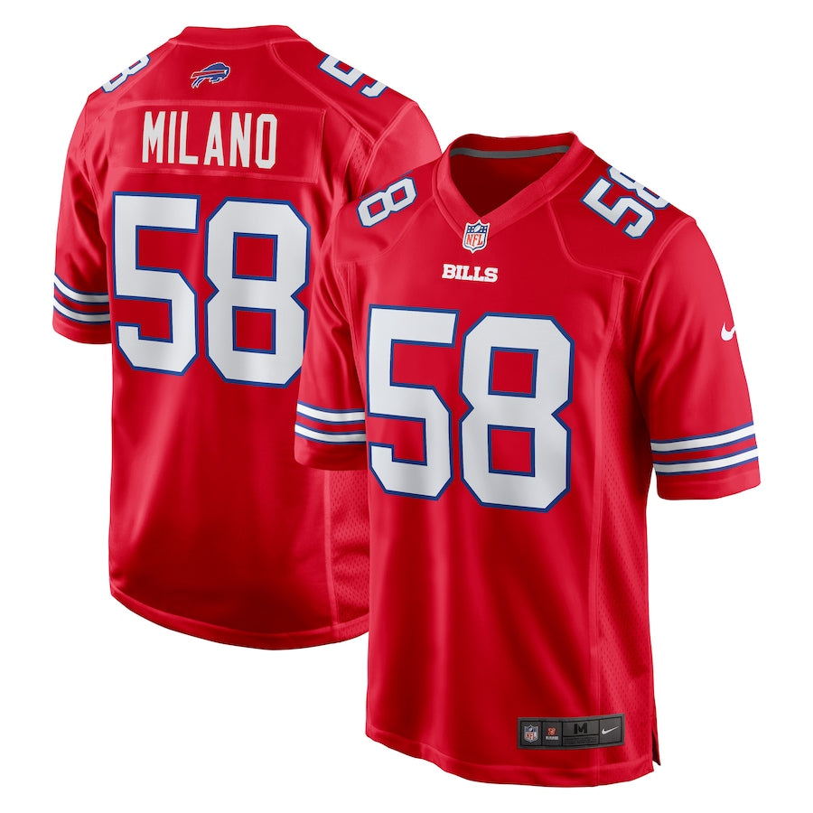 Men's Buffalo Bills Matt Milano  Red Alternate Game Jersey