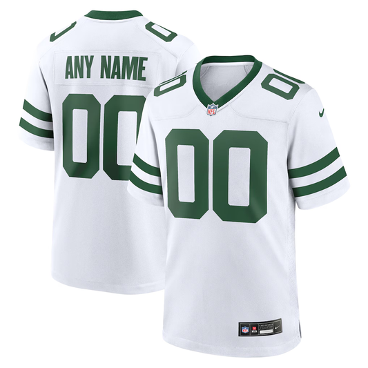 Men's New York Jets Legacy White Custom Game Jersey