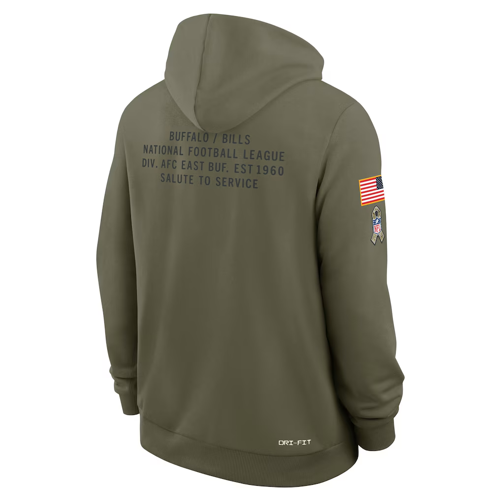 Men's Buffalo Bills  Olive 2025 Salute to Service Sideline Standard Issue Dri-FIT Hoodie