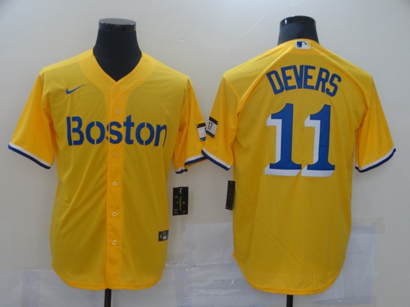 Men's Boston Red Sox Rafael Devers Yellow Replica Baseball Jersey