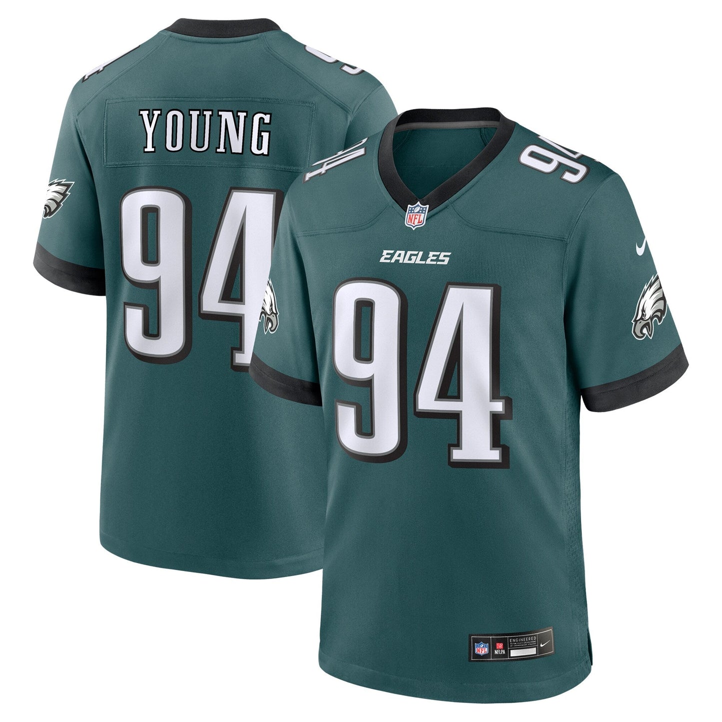 Byron Young Philadelphia Eagles  Team Game Jersey - Midnight Green