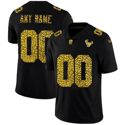 Custom1 Houston Texans Leopard Print Fashion Vapor Limited Jersey1 Black Stitched American Football Jerseys
