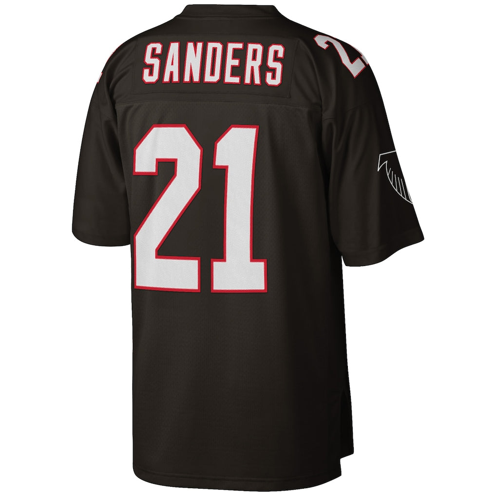 A.Falcons #21 Deion Sanders Mitchell & Ness Black Big & Tall 1992 Retired Player Replica Jersey