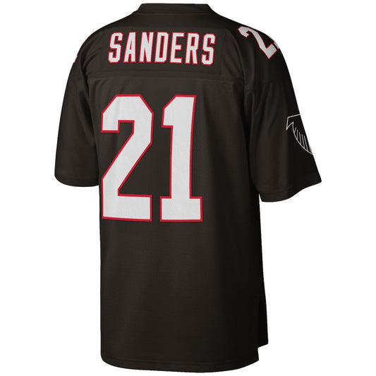 A.Falcons #21 Deion Sanders Mitchell & Ness Black Big & Tall 1992 Retired Player Replica Jersey