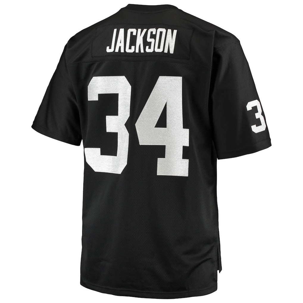 LV.Raiders #34 Bo Jackson Mitchell & Ness Black Big & Tall 1988 Retired Player Replica Jersey