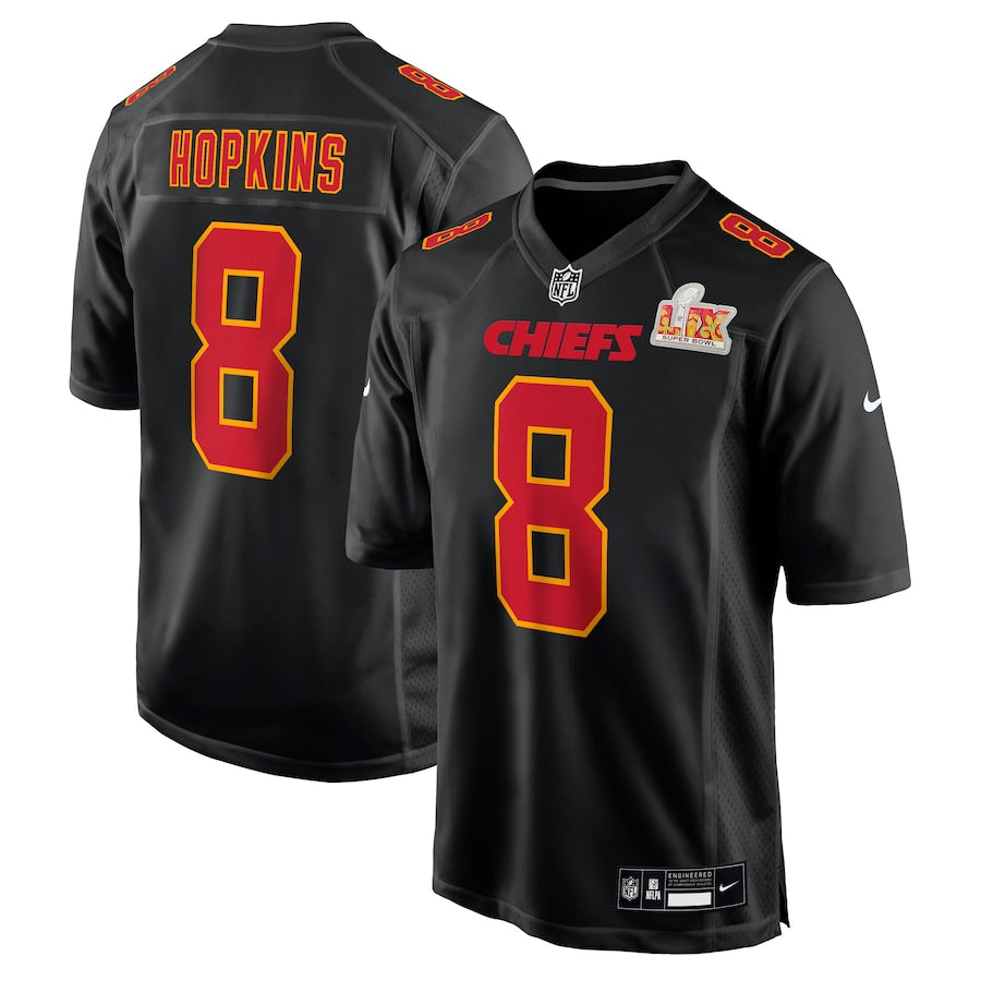Men's Kansas City Chiefs DeAndre Hopkins  Carbon Black Super Bowl LIX Fashion Game Jersey