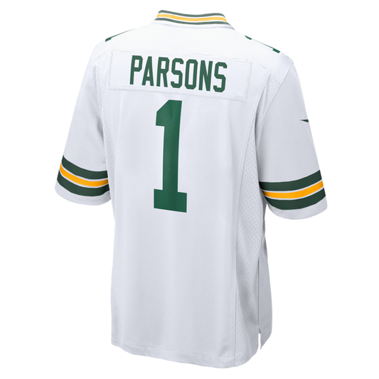 GB. Packers #1 Micah Parsons White Game Player Jersey