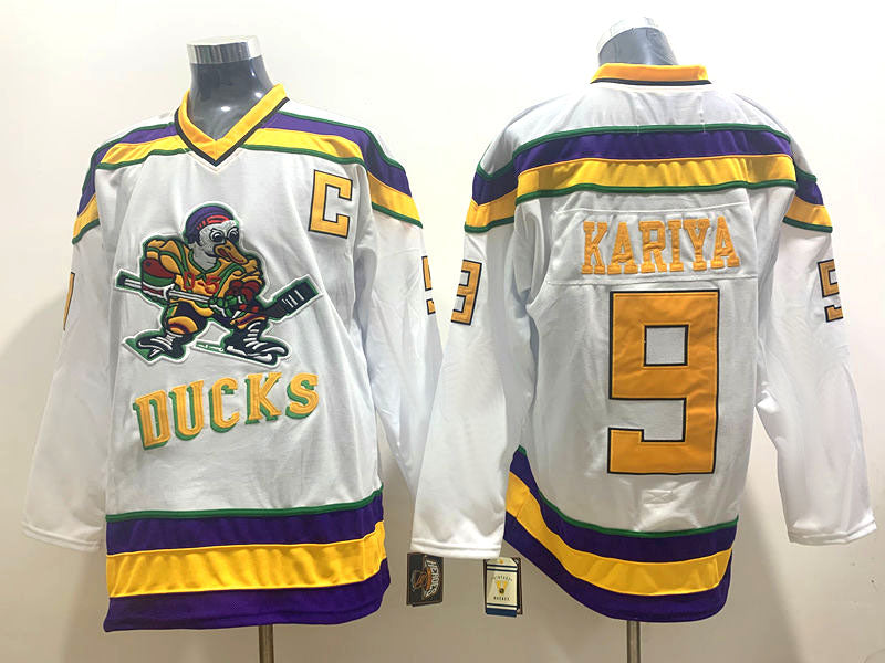 Men's Anaheim Ducks Paul Kariya #9 White Breakaway Jersey1