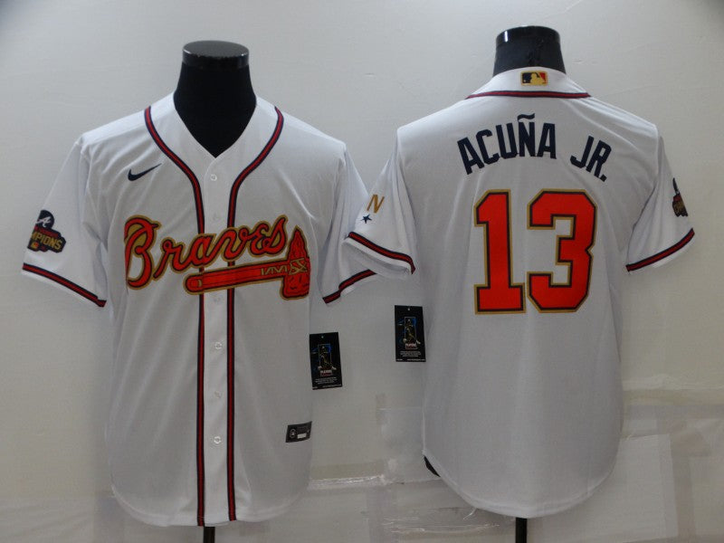 Men's Atlanta Braves Ronald Acuna Jr. White Replica Baseball Jersey