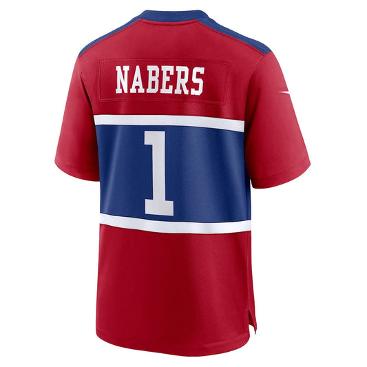 NY.Giants #1 Malik Nabers Century Red Alternate Game Jersey