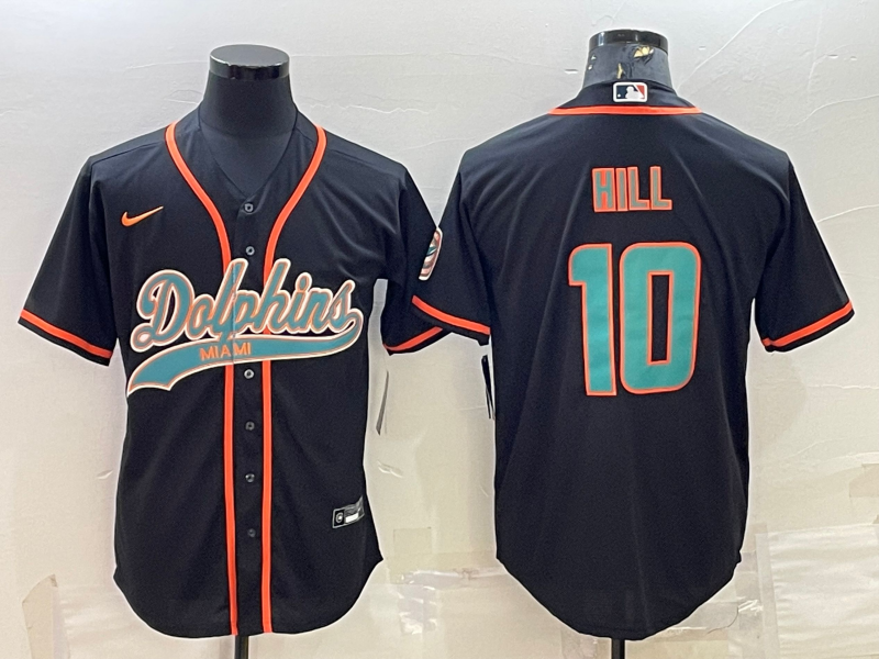 Men's Miami Dolphins Tyreek Hill Black Game Jersey Joint Edition