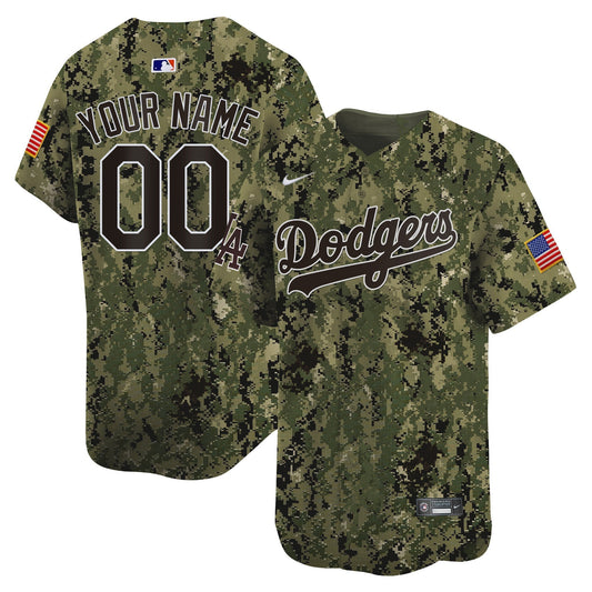 Custom Los Angeles Dodgers USMC Jersey - Woodland Camo