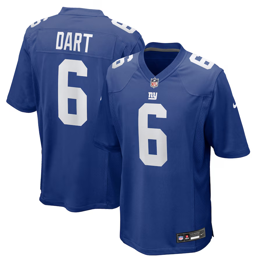 New York Giants Jaxson Dart  Royal 2025 NFL Draft First Round Pick Game Jersey