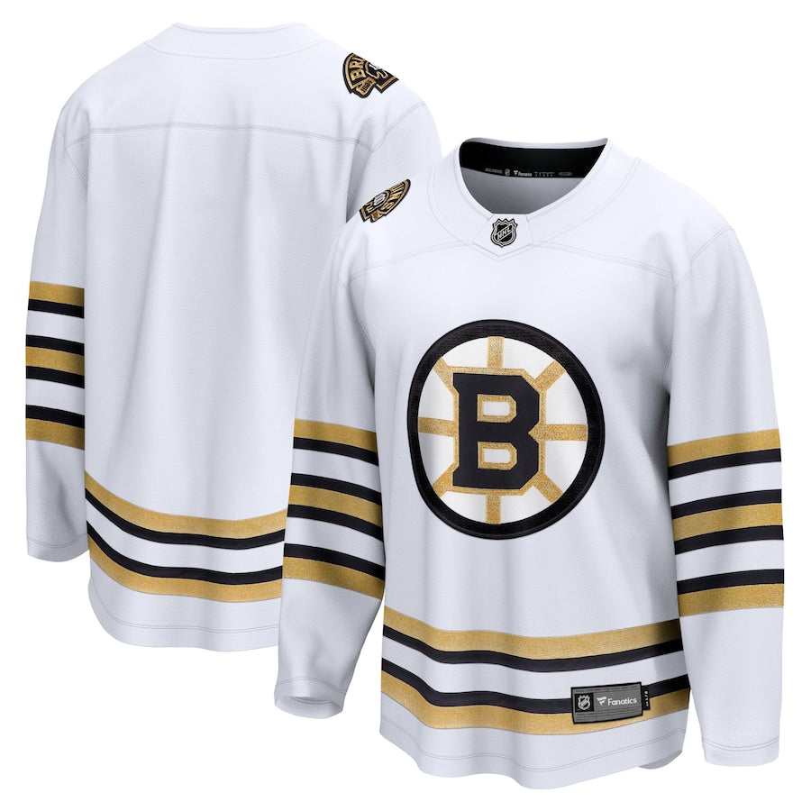 Custom Boston Bruins 100th Anniversary Premier Breakaway Jersey - White