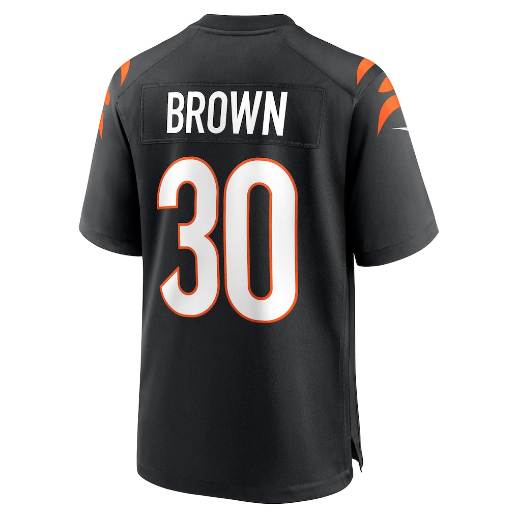 C.Bengals #30 Chase Brown Black Team Game Jersey