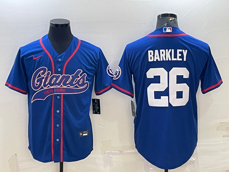 Men's New York Giants Saquon Barkley Blue Game Jersey Joint Edition