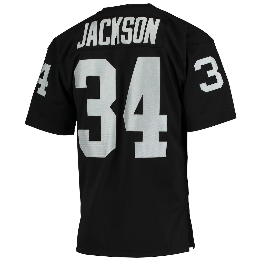 LV.Raiders #34 Bo Jackson Mitchell & Ness Black/Silver Big & Tall Split Legacy Retired Player Replica Jersey