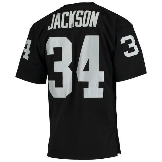 LV.Raiders #34 Bo Jackson Mitchell & Ness Black/Silver Big & Tall Split Legacy Retired Player Replica Jersey