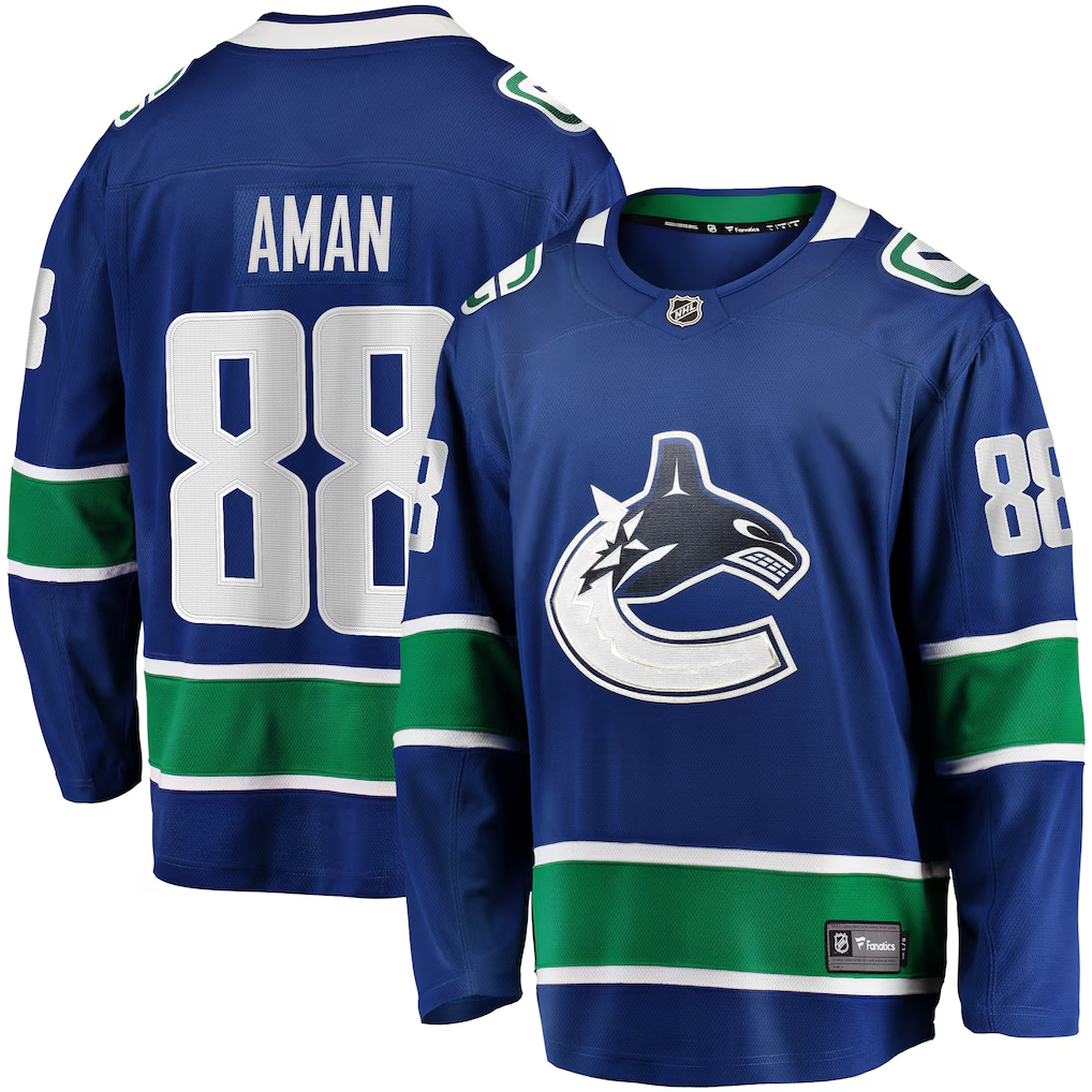 Men's Vancouver Canucks Nils Aman #88 Fanatics Blue Home Breakaway Player Jersey