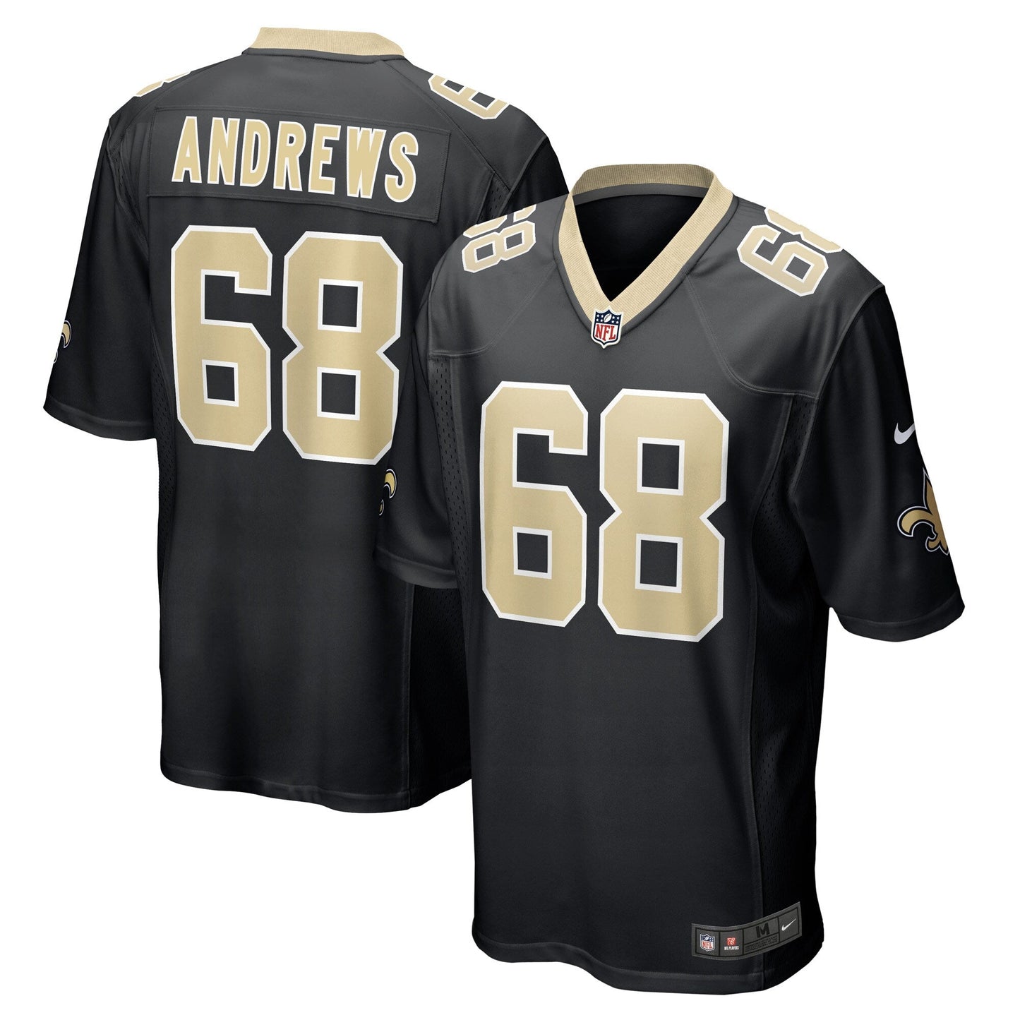 Josh Andrews New Orleans Saints  Game   Jersey - Black