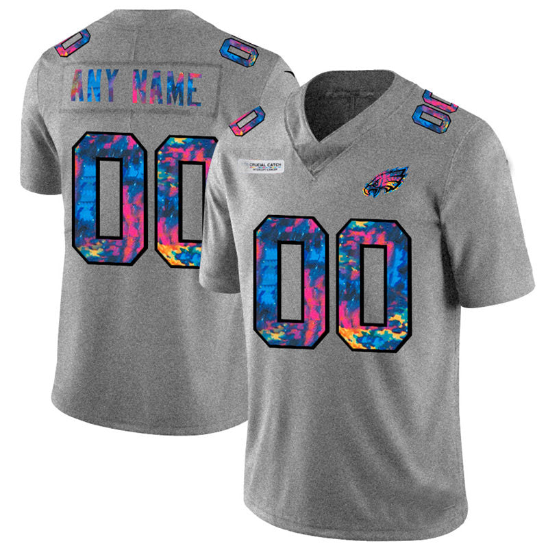 Custom1 Philadelphia Eagles Multi-Color 2020 Crucial Catch Vapor Untouchable Limited Jersey1 Grey heather Stitched American Football Jerseys