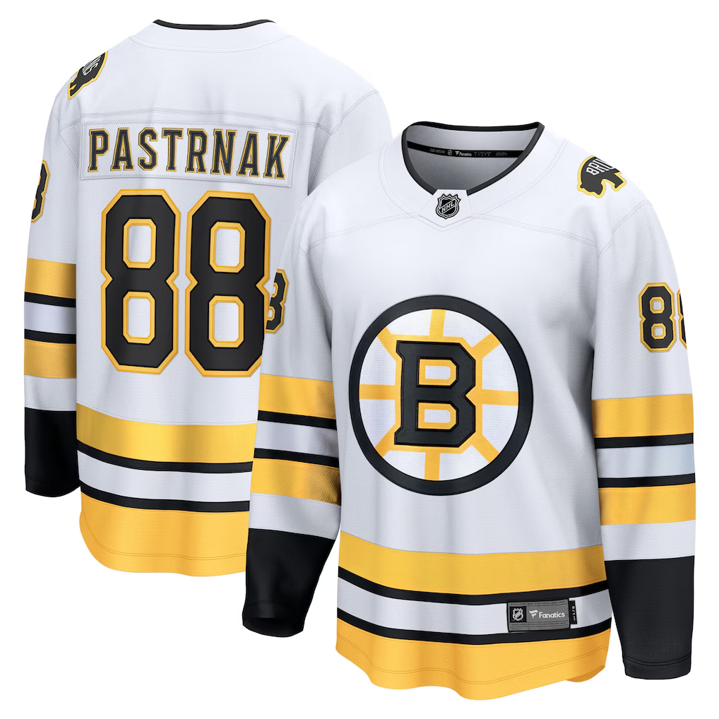 Men's Boston Bruins David Pastrnak Fanatics White Player Jersey