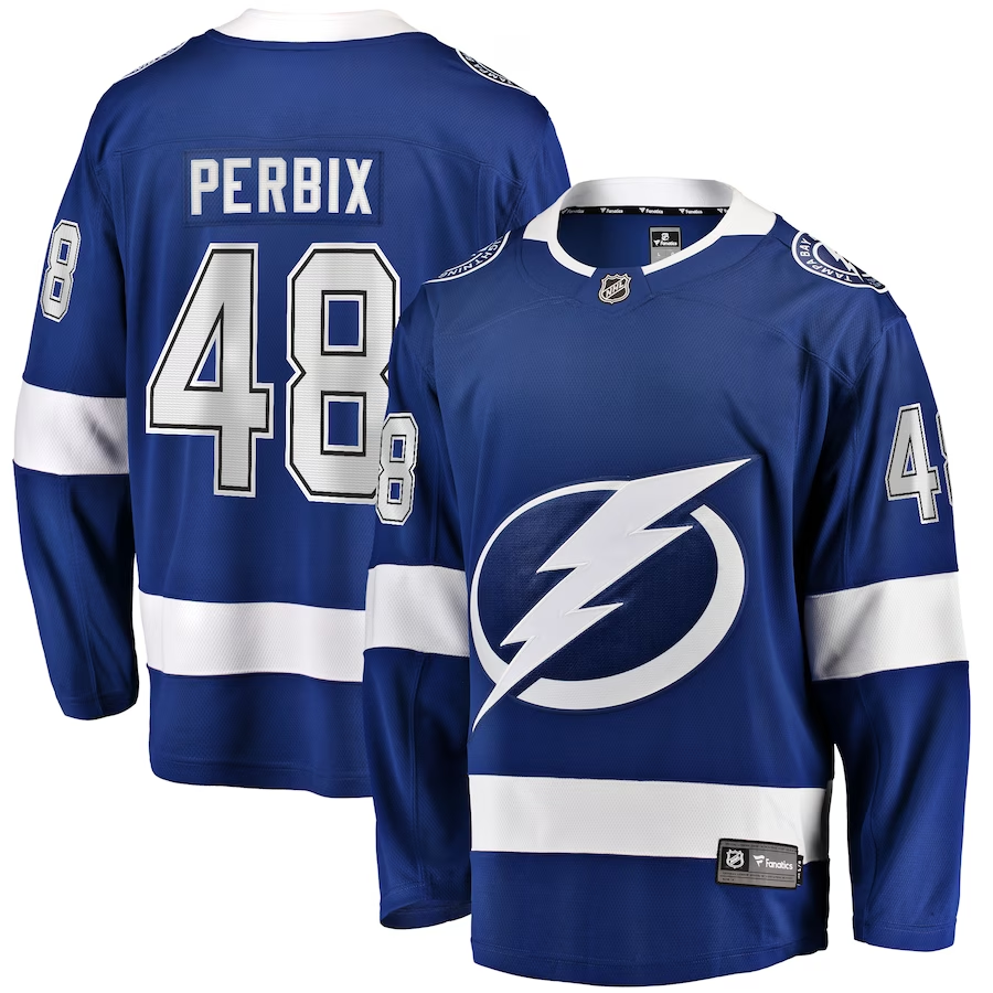 Men's Tampa Bay Lightning Nick Perbix #48 Blue Home Breakaway Player Jersey1