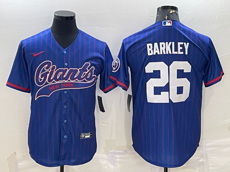 Men's New York Giants Saquon Barkley Blue Player Jersey Joint Edition