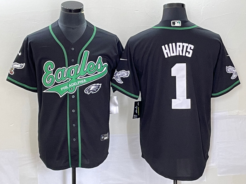Men's Philadelphia Eagles Jalen Hurts Black Game Jersey Joint Edition