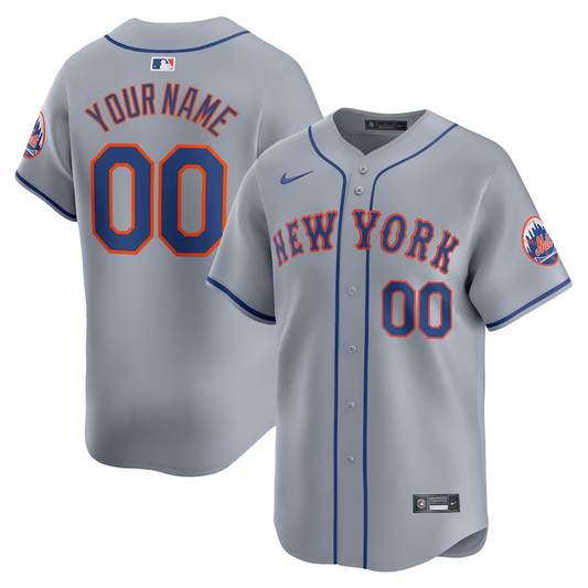 Men's New York Mets1 Gray Away Limited Custom Jersey