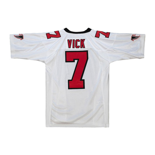 A.Falcons #7 Michael Vick 2001 Mitchell & Ness White Authentic Throwback Retired Player Jersey