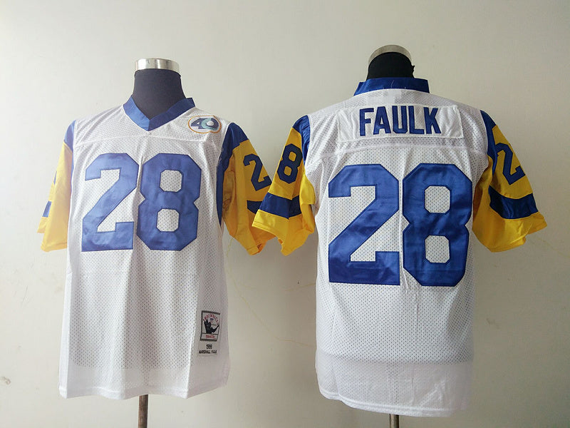 Men's San Louis Rams Marshall Faulk Mitchell & Ness White Legacy Replica Jersey