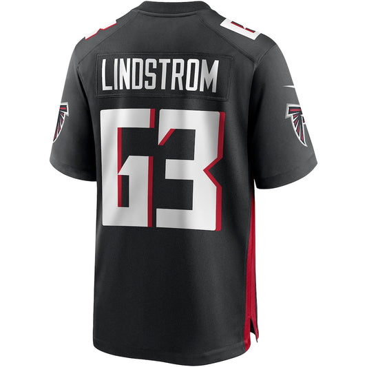 A.Falcons #63 Chris Lindstrom Black Team Game Jersey