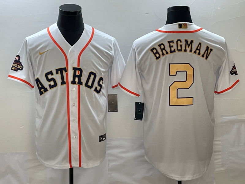 Men's Houston Astros Alex Bregman  White/Gold 2023 Gold Collection Replica Player Jersey