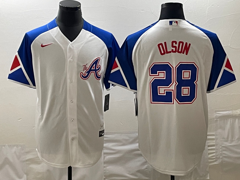 Men's Atlanta Braves Matt Olson  White 2023 City Connect Replica Player Jersey1