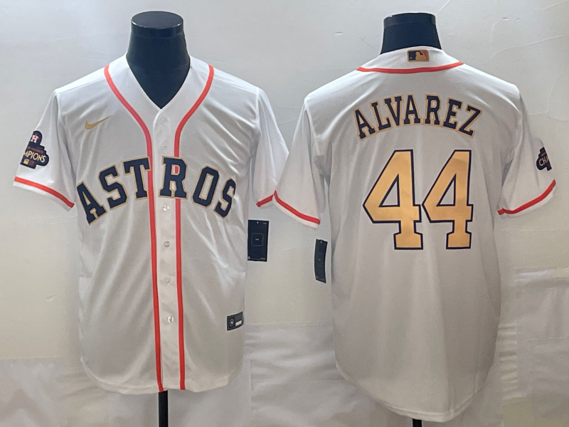 Men's Houston Astros Yordan Alvarez  White/Gold 2023 Gold Collection Replica Player Jersey