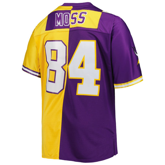 M.Vikings #84 Randy Moss Mitchell & Ness Purple/Gold Big & Tall Split Legacy Retired Player Replica Jersey