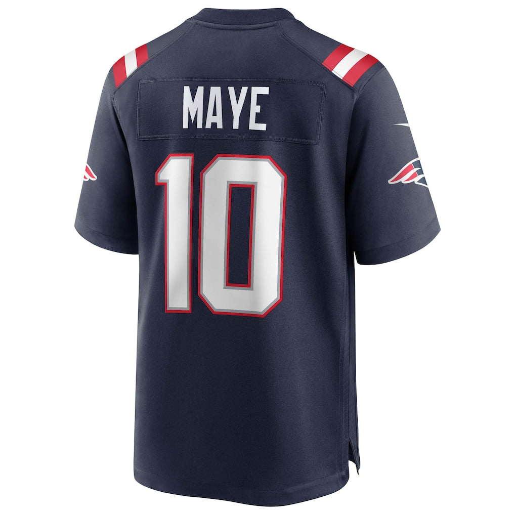 Men's New England Patriots Drake Maye  Navy Super Bowl LX Patch Game Jersey